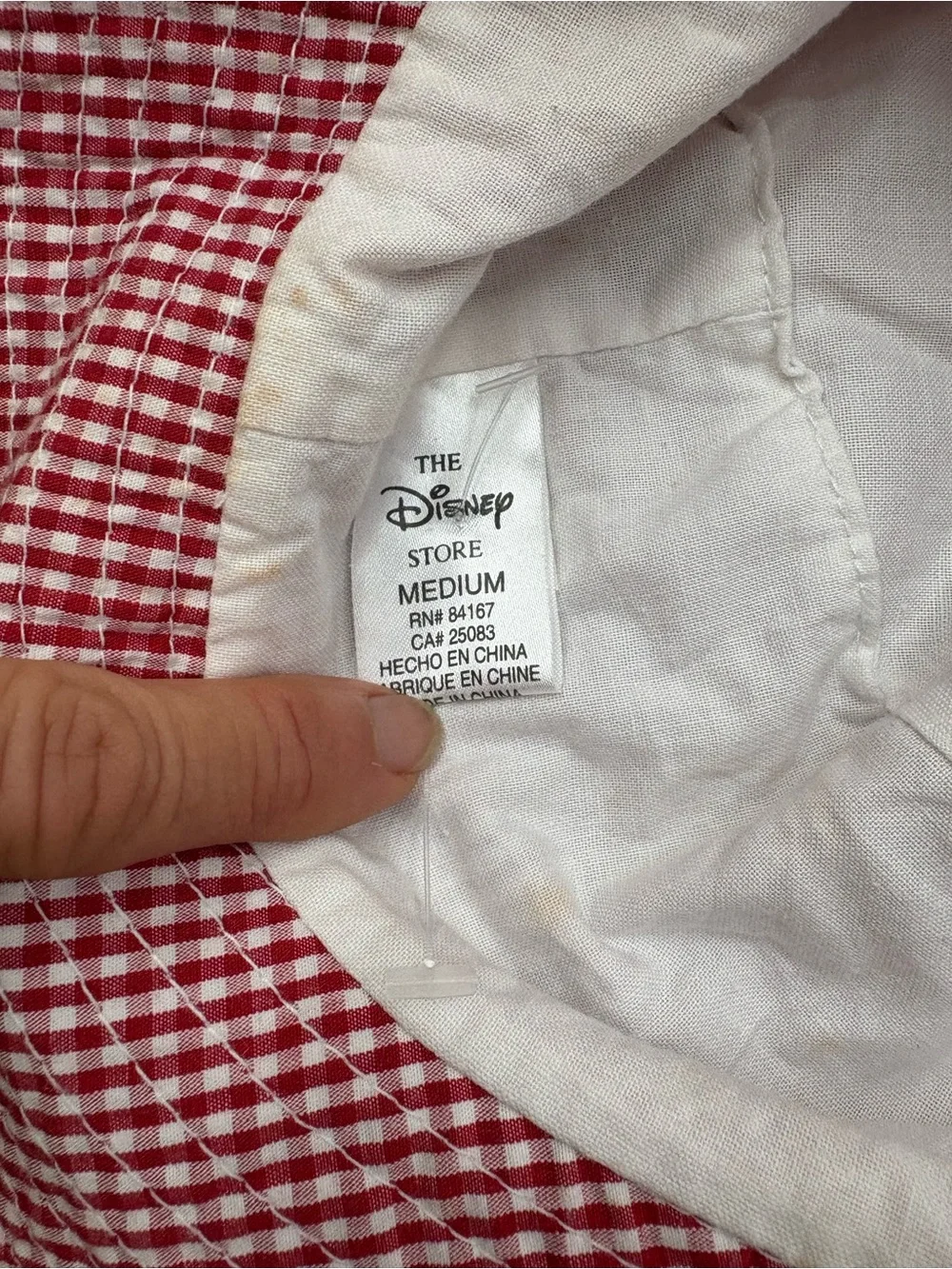 Disney Red Gingham Bucket Hat with Winnie the Pooh, Eeyore & piglet  Embroidery